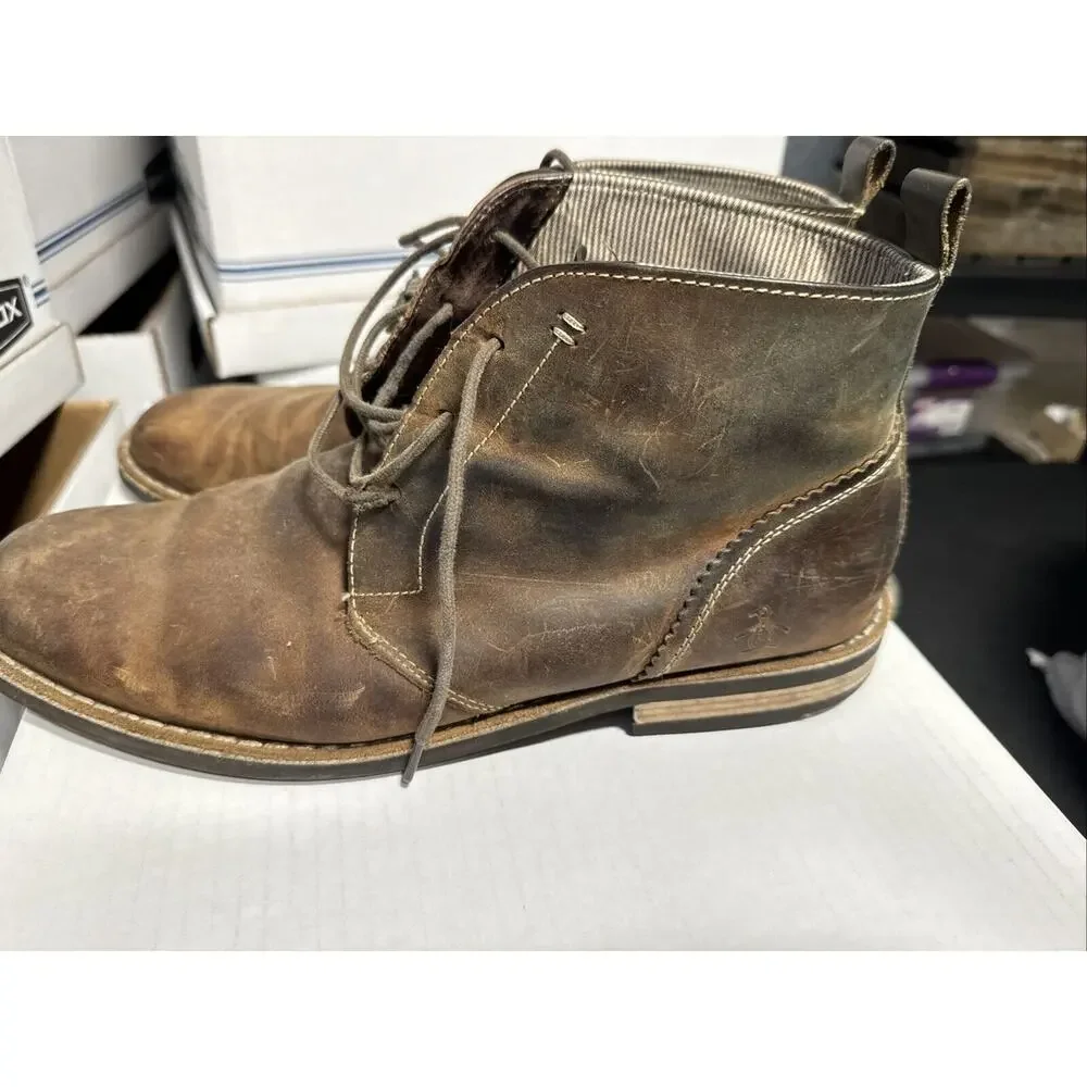 Penguin Boots Mens 12 Brown Leather Desert Merle 3 Eyelet Rubber Sole Chukka
